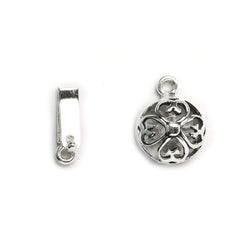 13mm Sterling Silver Box Clasp Heart Clover Coin Design 1 piece (ONLINE ORDER ONLY)
