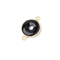 13mm Vermeil Bezel Black Onyx Coin with Void Connector 1 piece (ONLINE ORDER ONLY)