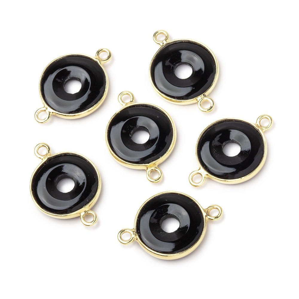13mm Vermeil Bezel Black Onyx Coin with Void Connector 1 piece (ONLINE ORDER ONLY)
