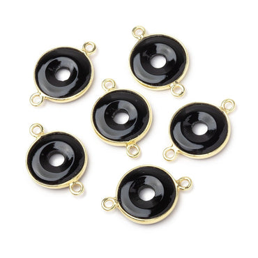13mm Vermeil Bezel Black Onyx Coin with Void Connector 1 piece (ONLINE ORDER ONLY)