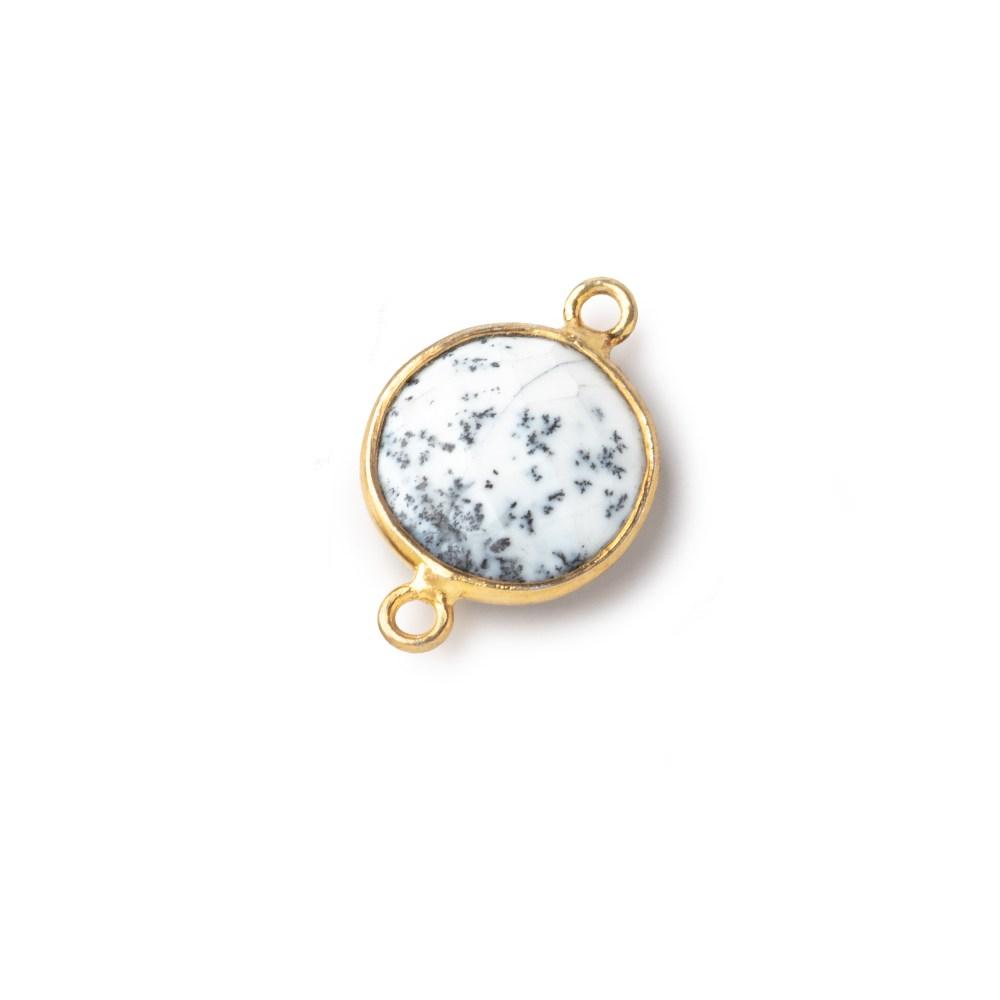 13mm Vermeil Bezel Dendritic Opal Faceted Coin Connector 1 piece (ONLINE ORDER ONLY)