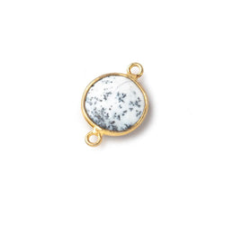 13mm Vermeil Bezel Dendritic Opal Faceted Coin Connector 1 piece (ONLINE ORDER ONLY)