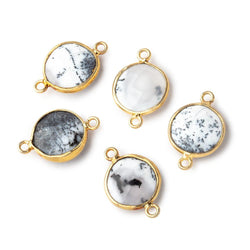 13mm Vermeil Bezel Dendritic Opal Faceted Coin Connector 1 piece (ONLINE ORDER ONLY)