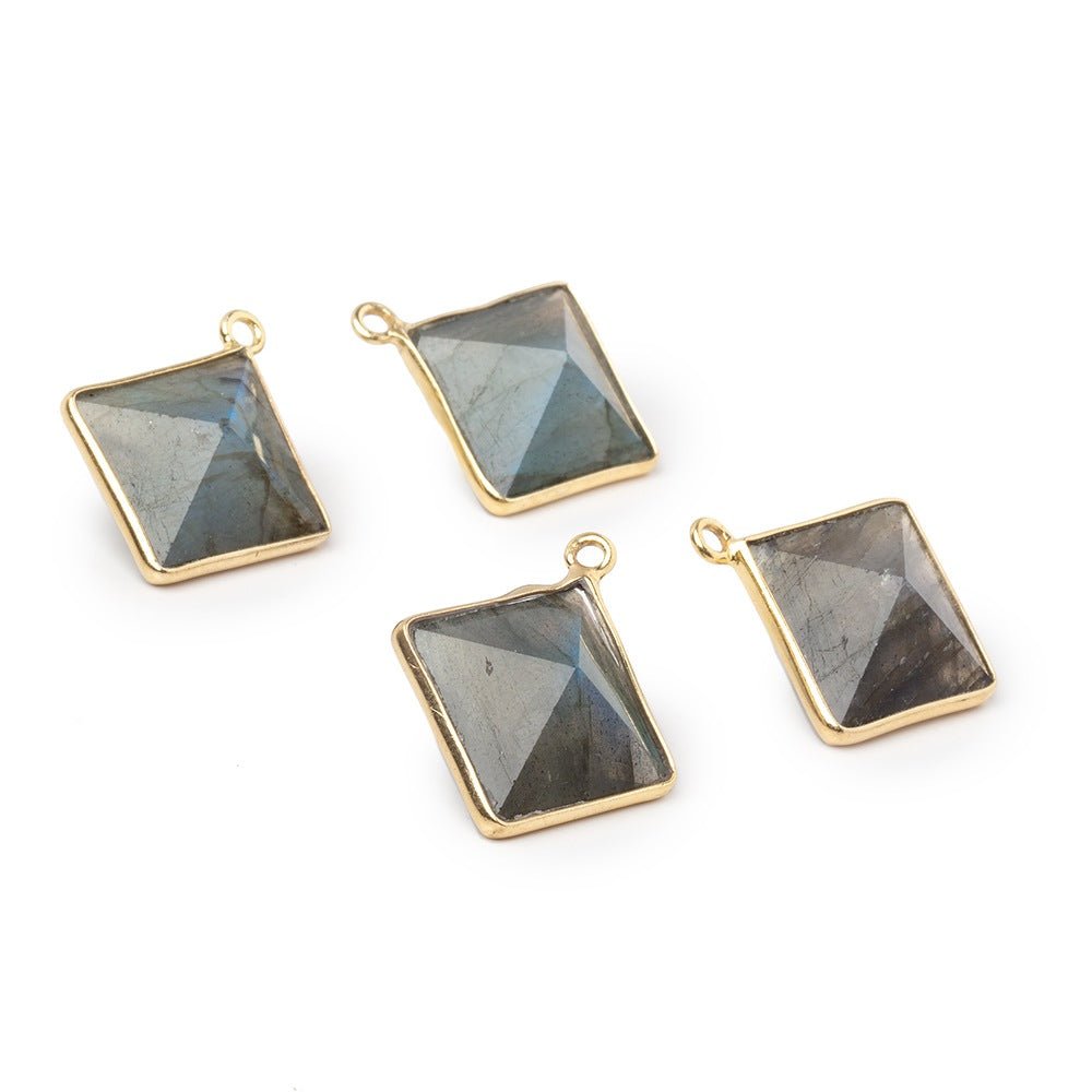 13mm Vermeil Bezel Labradorite Diamond Shape Pendant 1 piece (ONLINE ORDER ONLY)
