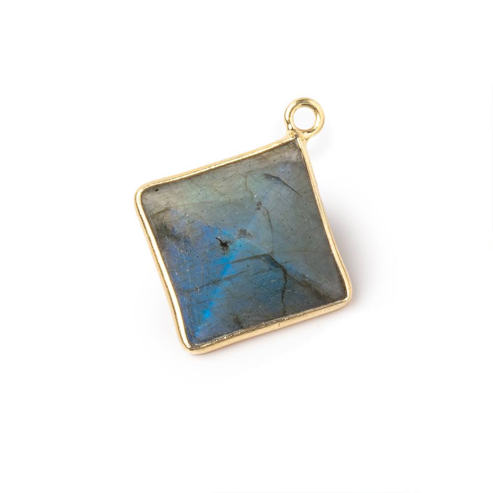 13mm Vermeil Bezel Labradorite Diamond Shape Pendant 1 piece (ONLINE ORDER ONLY)