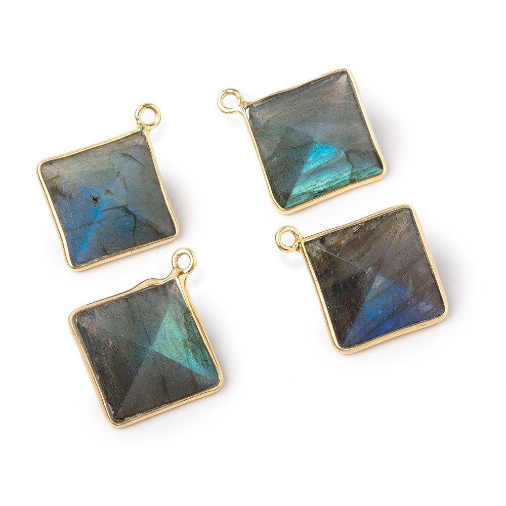 13mm Vermeil Bezel Labradorite Diamond Shape Pendant 1 piece (ONLINE ORDER ONLY)