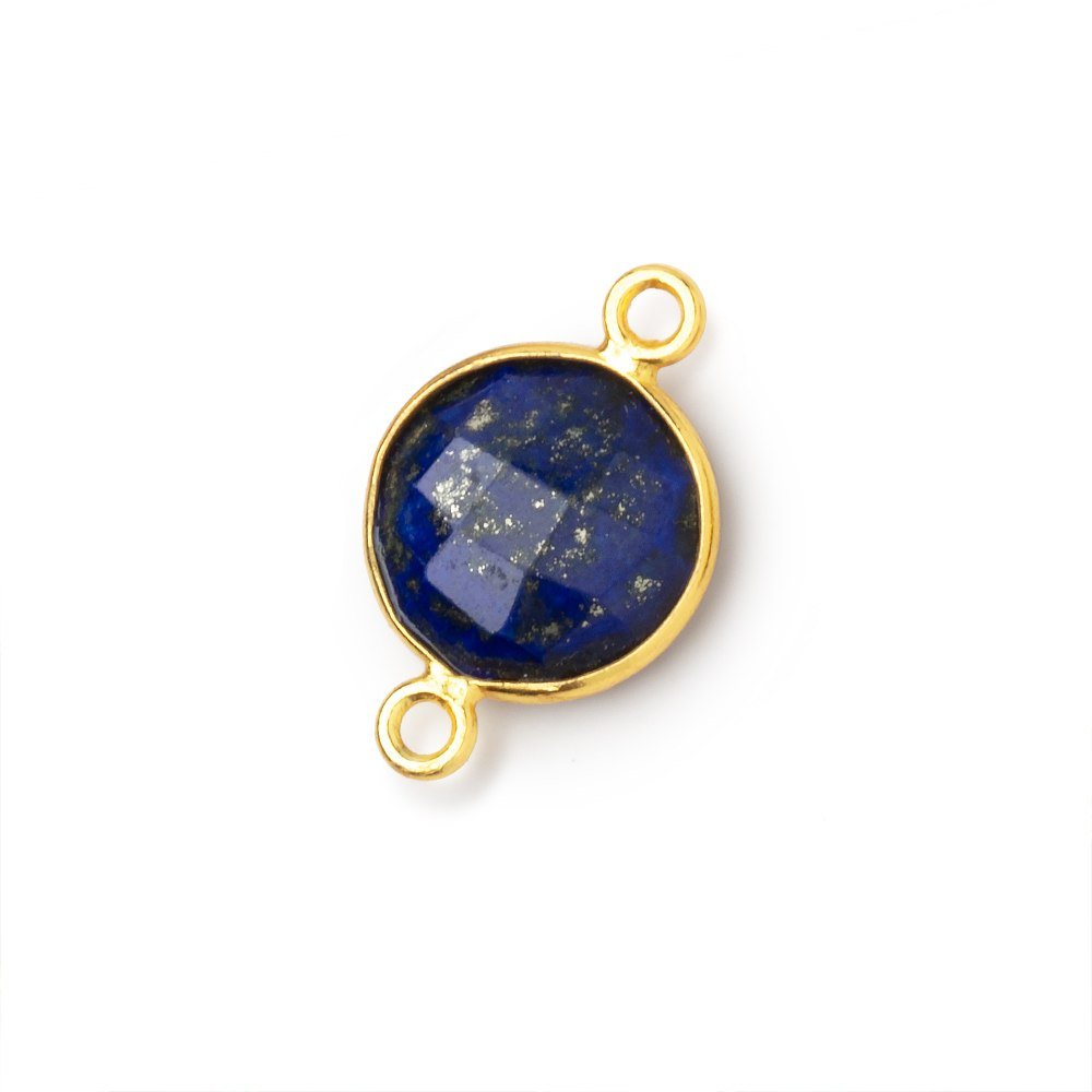 13mm Vermeil Bezel Lapis Lazuli Faceted Coin Connector 1 piece (ONLINE ORDER ONLY)