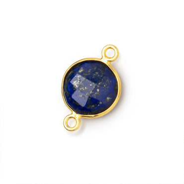 13mm Vermeil Bezel Lapis Lazuli Faceted Coin Connector 1 piece (ONLINE ORDER ONLY)