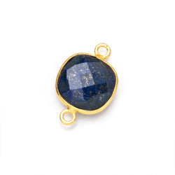 13mm Vermeil Bezel Lapis Lazuli Faceted Cushion Connector 1 piece (ONLINE ORDER ONLY)