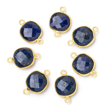 13mm Vermeil Bezel Lapis Lazuli Faceted Cushion Connector 1 piece (ONLINE ORDER ONLY)