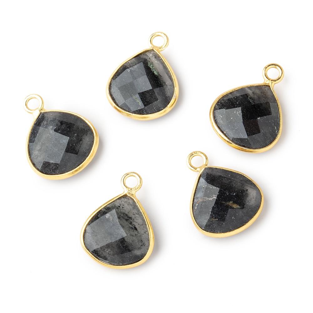 13mm Vermeil Bezel Moss Quartz Faceted Heart Pendant 1 Focal Piece (ONLINE ORDER ONLY)