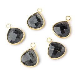 13mm Vermeil Bezel Moss Quartz Faceted Heart Pendant 1 Focal Piece (ONLINE ORDER ONLY)
