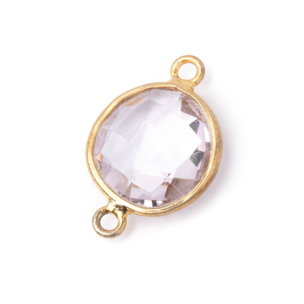 13mm Vermeil Bezel Pink Amethyst Faceted Coin Connector 1 piece (ONLINE ORDER ONLY)