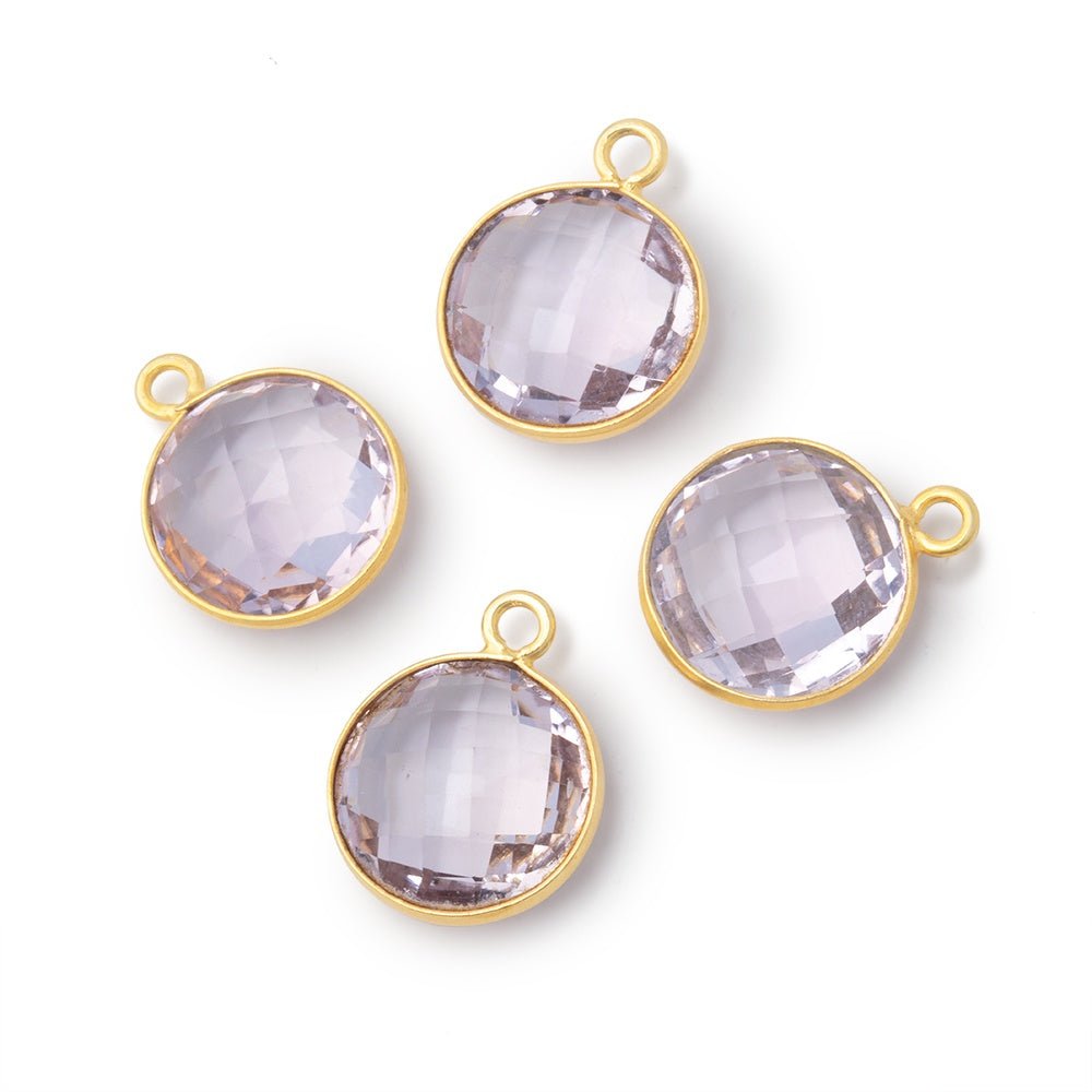 13mm Vermeil Bezel Pink Amethyst Faceted Coin Pendant 1 piece (ONLINE ORDER ONLY)