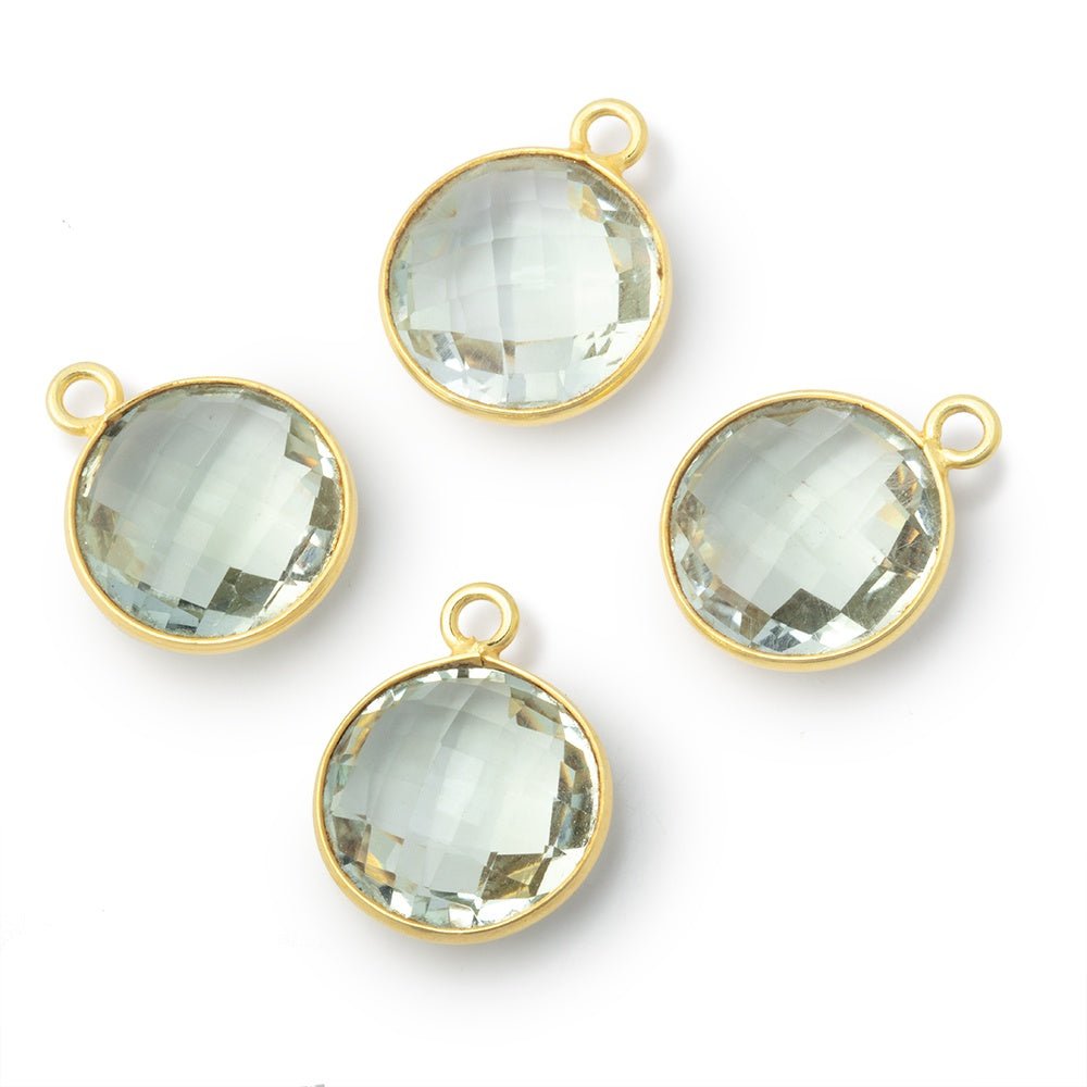 13mm Vermeil Bezel Prasiolite Faceted Coin Pendant 1 piece (ONLINE ORDER ONLY)