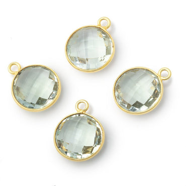 13mm Vermeil Bezel Prasiolite Faceted Coin Pendant 1 piece (ONLINE ORDER ONLY)