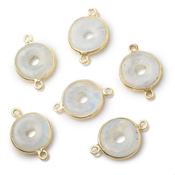 13mm Vermeil Bezel Rainbow Moonstone Coin with Void Connector 1 piece (ONLINE ORDER ONLY)