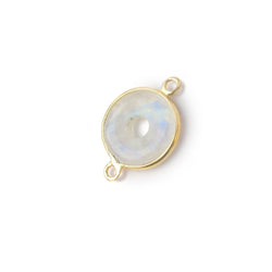 13mm Vermeil Bezel Rainbow Moonstone Coin with Void Connector 1 piece (ONLINE ORDER ONLY)