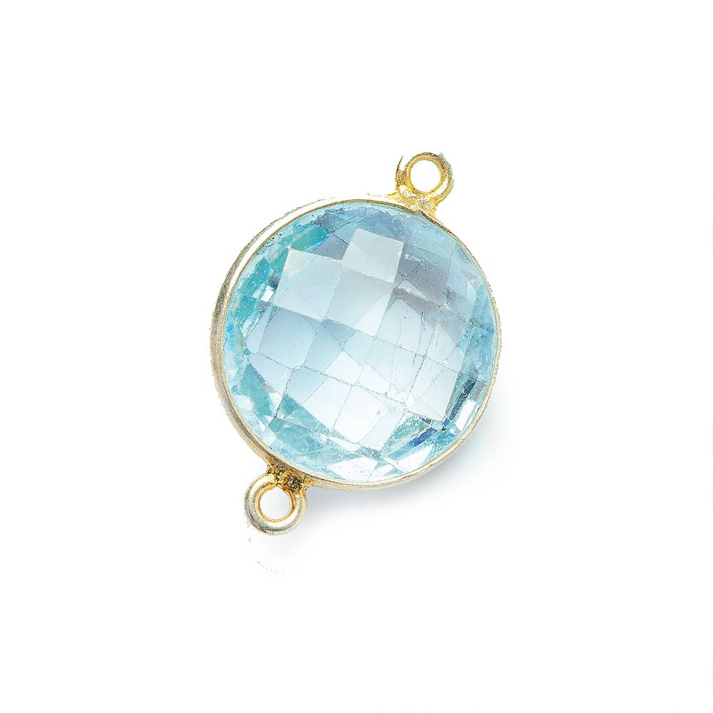 13mm Vermeil Bezel Swiss Blue Topaz Faceted Coin Connector 1 piece (ONLINE ORDER ONLY)