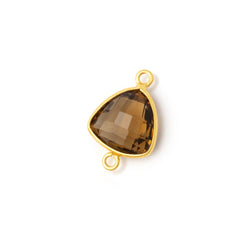 13mm Vermeil Bezel Whiskey Quartz Faceted Trillion Connector 1 piece (ONLINE ORDER ONLY)
