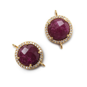 13mm Vermeil Bezel White CZ and Ruby Coin Connector 1 focal bead (ONLINE ORDER ONLY)