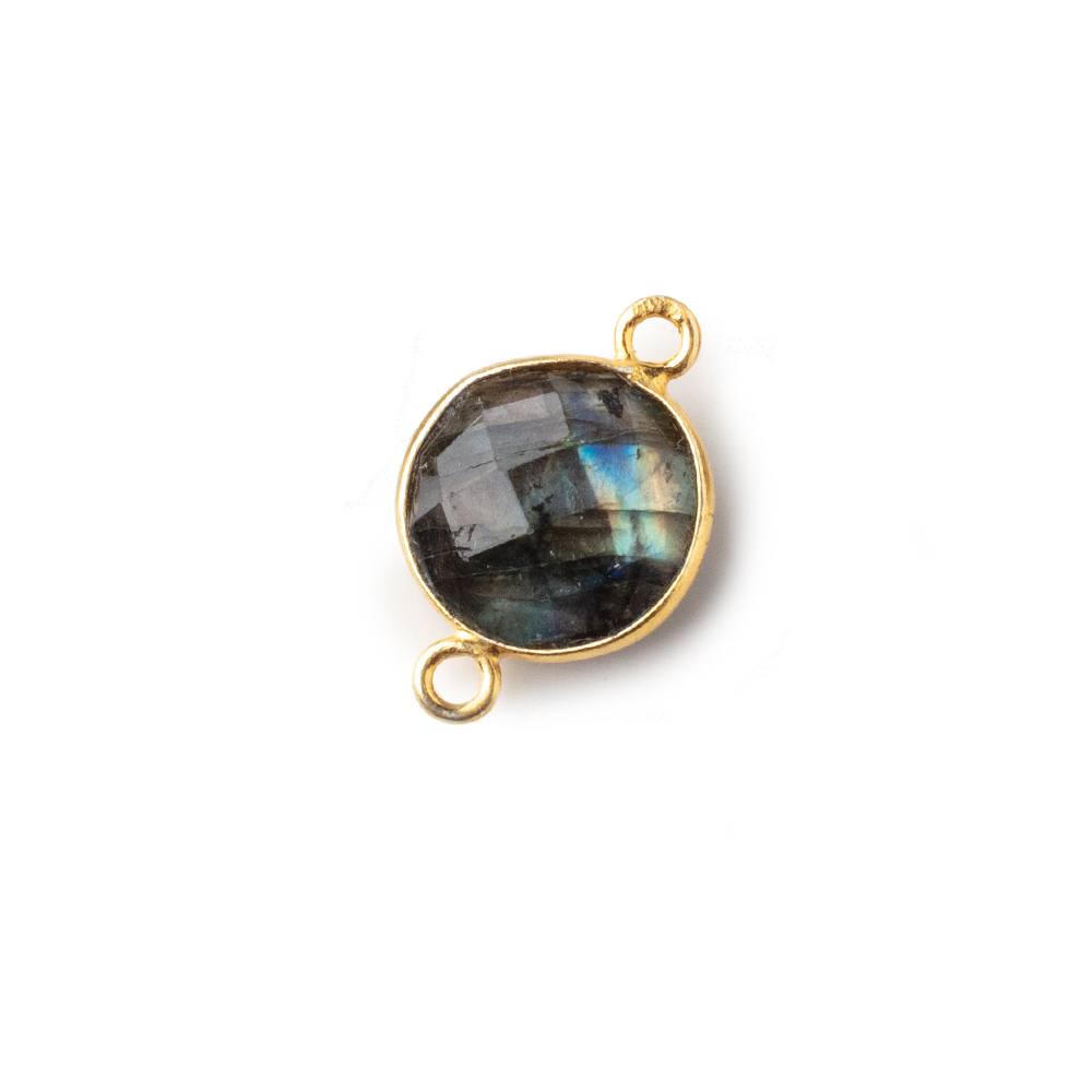 13mm Vermeil Bezeled Labradorite Faceted Coin Connector 1 piece (ONLINE ORDER ONLY)