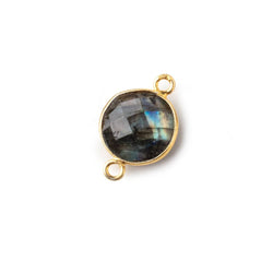 13mm Vermeil Bezeled Labradorite Faceted Coin Connector 1 piece (ONLINE ORDER ONLY)