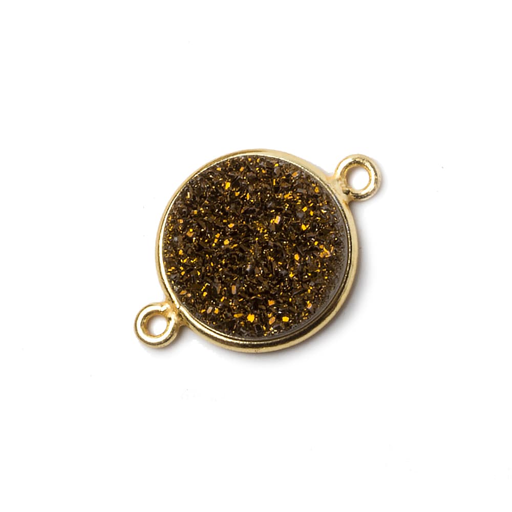 14mm Vermeil Bezeled Metallic Bronze Drusy Coin Connector 1 piece (ONLINE ORDER ONLY)