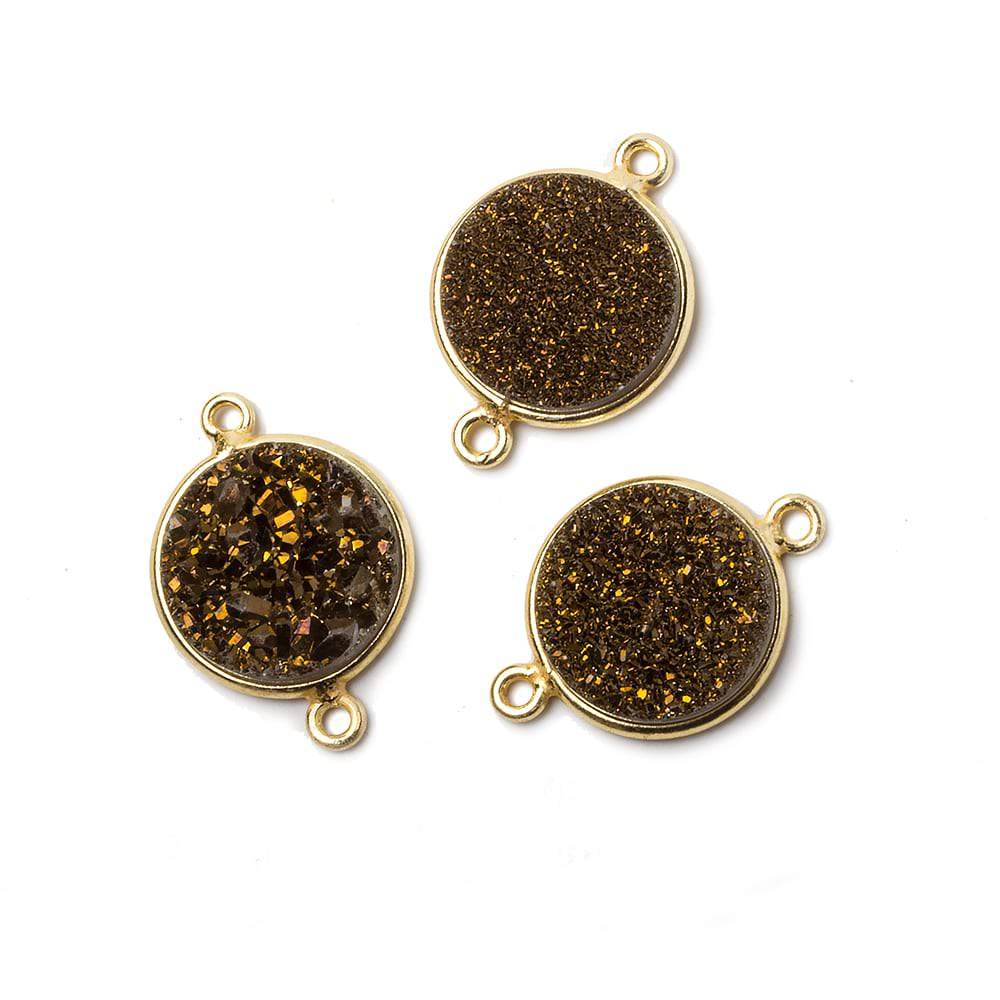 14mm Vermeil Bezeled Metallic Bronze Drusy Coin Connector 1 piece (ONLINE ORDER ONLY)