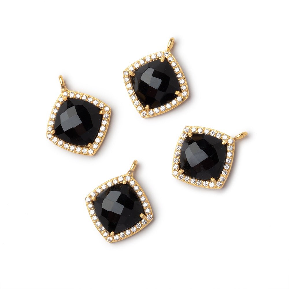 13mm Vermeil CZ Bezel Black Chalcedony Cushion Pendant 1 piece (ONLINE ORDER ONLY)