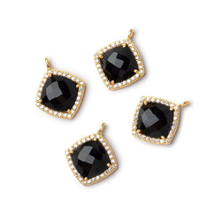 13mm Vermeil CZ Bezel Black Chalcedony Cushion Pendant 1 piece (ONLINE ORDER ONLY)