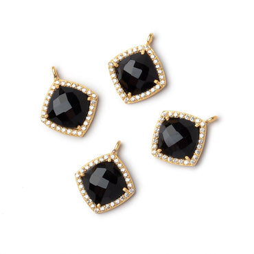 13mm Vermeil CZ Bezel Black Chalcedony Cushion Pendant 1 piece (ONLINE ORDER ONLY)