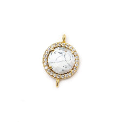 13mm Vermeil CZ Bezel & Dendritic Opal faceted coin Connector 1 piece (ONLINE ORDER ONLY)