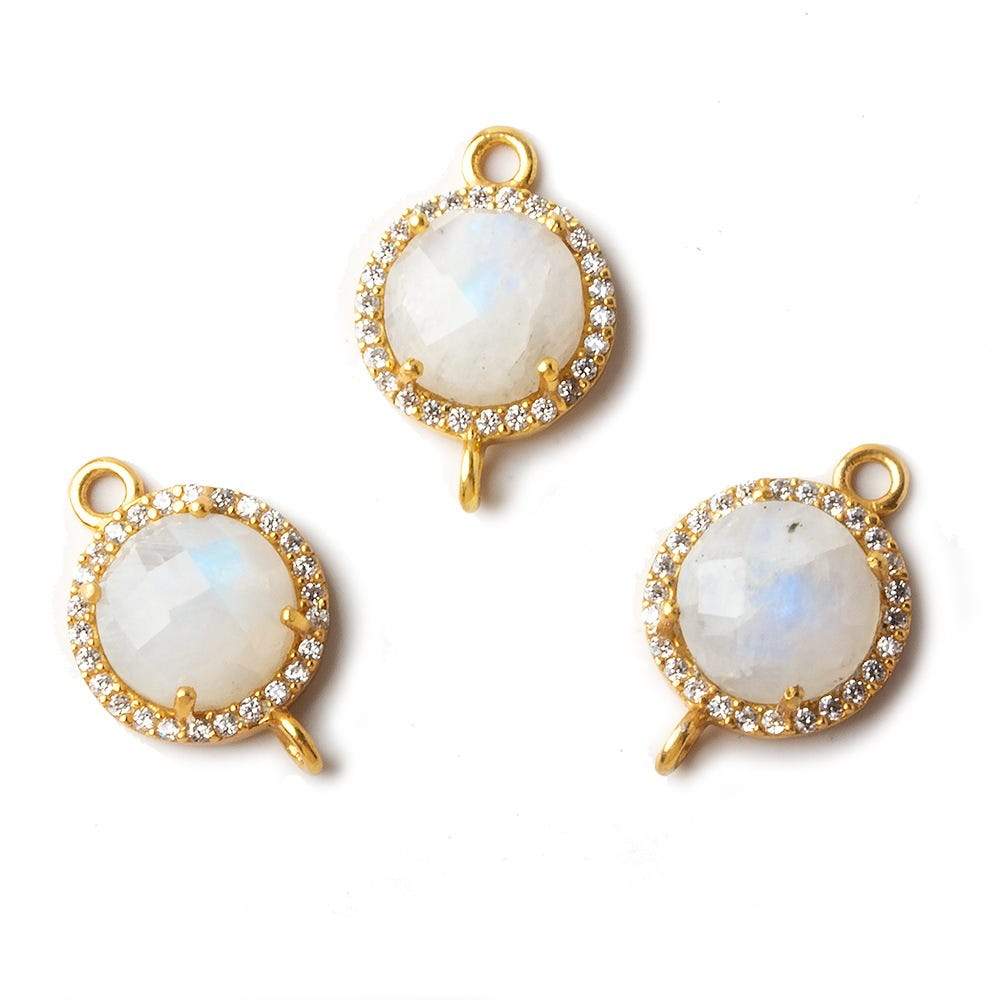 13mm Vermeil CZ Bezel Rainbow Moonstone Coin Connector 1 piece (ONLINE ORDER ONLY)