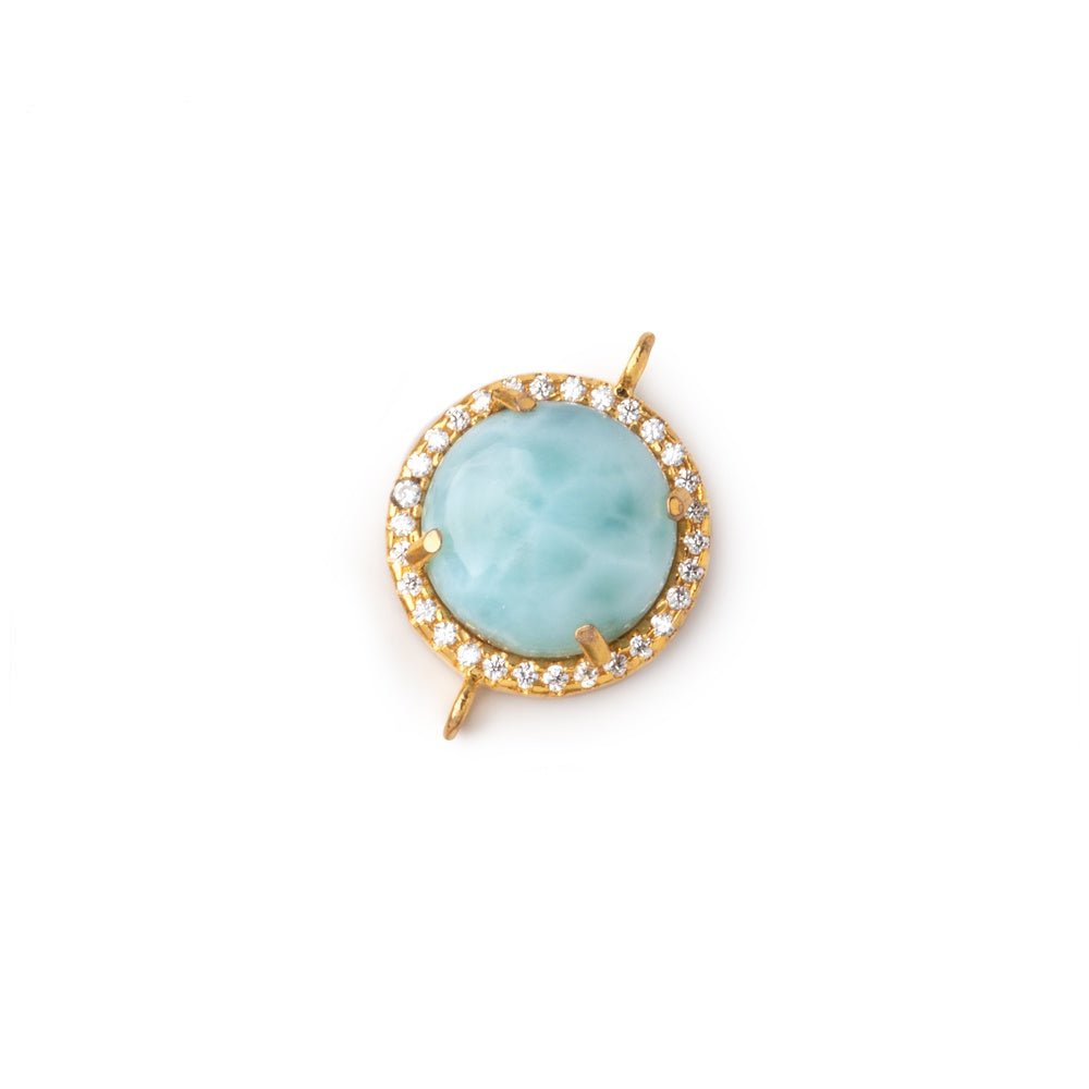 13mm Vermeil CZ Bezel Set Larimar Coin Connector 1 focal piece (ONLINE ORDER ONLY)