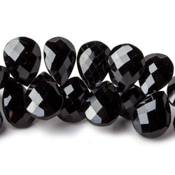 13x10-15x11mm Black Spinel faceted pears 7 inch 41 beads (ONLINE ORDER ONLY)