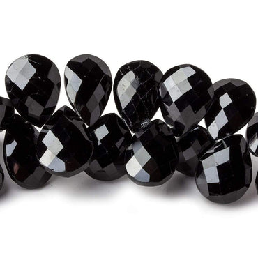 13x10-15x11mm Black Spinel faceted pears 7 inch 41 beads (ONLINE ORDER ONLY)