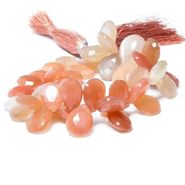 13x10-16x11mm Mango Orange Moonstone pear briolette 7.75 in. 46 Beads (ONLINE ORDER ONLY)