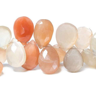 13x10-16x11mm Mango Orange Moonstone pear briolette 7.75 in. 46 Beads (ONLINE ORDER ONLY)