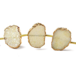 13x10-16x12mm Gold Leafed Warm White Drusy Slice Beads 6.5 inch 10 pieces (ONLINE ORDER ONLY)