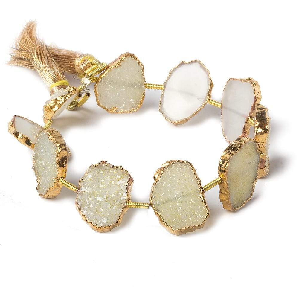 13x10-16x12mm Gold Leafed Warm White Drusy Slice Beads 6.5 inch 10 pieces (ONLINE ORDER ONLY)