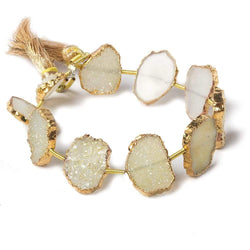 13x10-16x12mm Gold Leafed Warm White Drusy Slice Beads 6.5 inch 10 pieces (ONLINE ORDER ONLY)