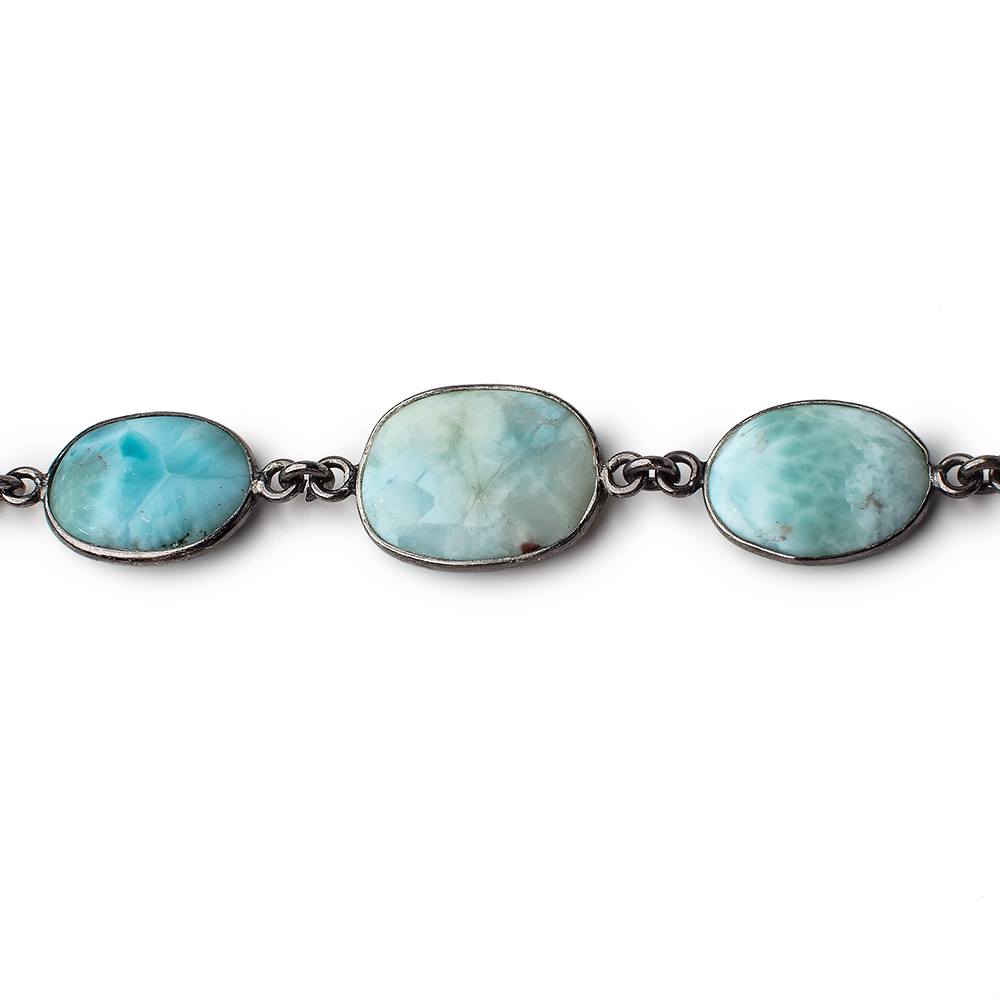 13x10-16x13mm Black Gold .925 Bezel Larimar Plain Nugget Chain by the foot (ONLINE ORDER ONLY)