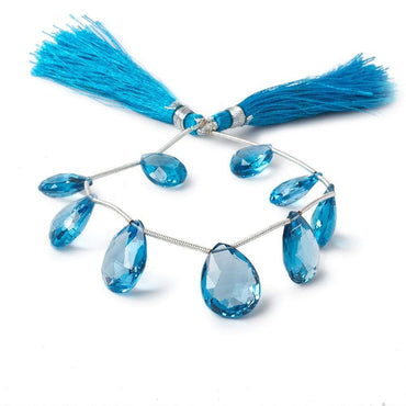 13x10-17x13mm Swiss Blue Topaz Faceted Pear Beads 8 inch 9 pieces AAA (ONLINE ORDER ONLY)