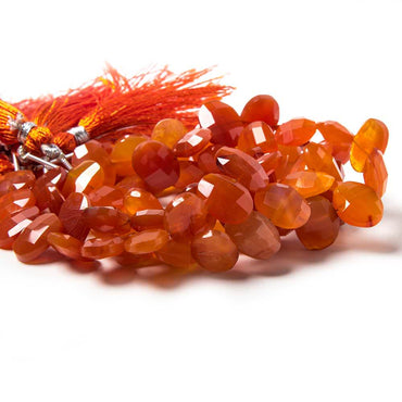 13x10mm Dark Carnelian side drilled Faceted Cushion Beads 7 inch 18 pieces (ONLINE ORDER ONLY)