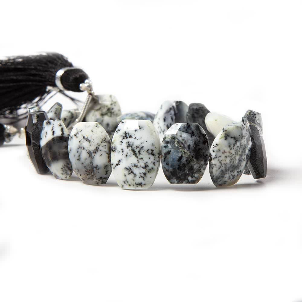 13x10mm Dendritic Opal side drilled Faceted Cushion Beads 7 inch 16 pieces (ONLINE ORDER ONLY)