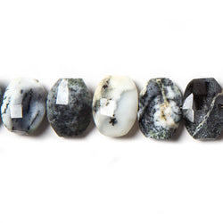 13x10mm Dendritic Opal side drilled Faceted Cushion Beads 7 inch 16 pieces (ONLINE ORDER ONLY)