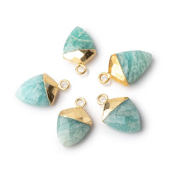 13x10mm Gold Leafed Amazonite Faceted Shield Focal Pendant 1 piece (ONLINE ORDER ONLY)