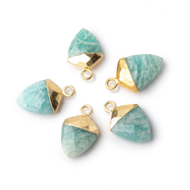 13x10mm Gold Leafed Amazonite Faceted Shield Focal Pendant 1 piece (ONLINE ORDER ONLY)