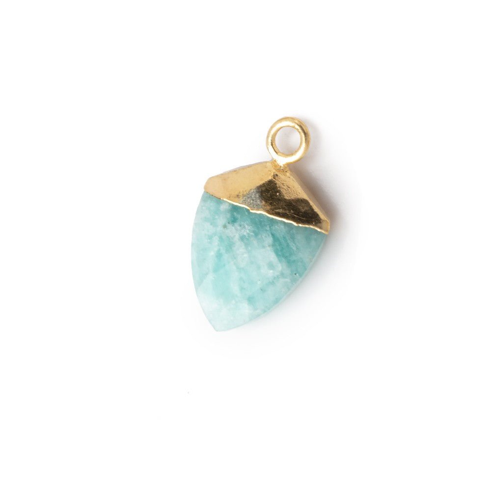 13x10mm Gold Leafed Amazonite Faceted Shield Focal Pendant 1 piece (ONLINE ORDER ONLY)